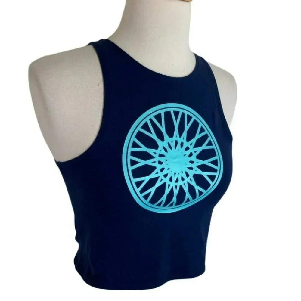 SOULCYCLE S/M‎ blue graphic crop top